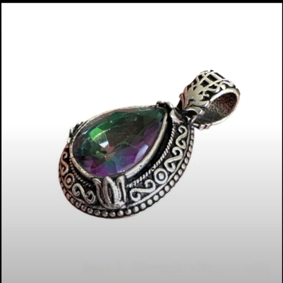 unbranded Jewelry - Fire Topaz Solid 925 Sterling Silver Pendant